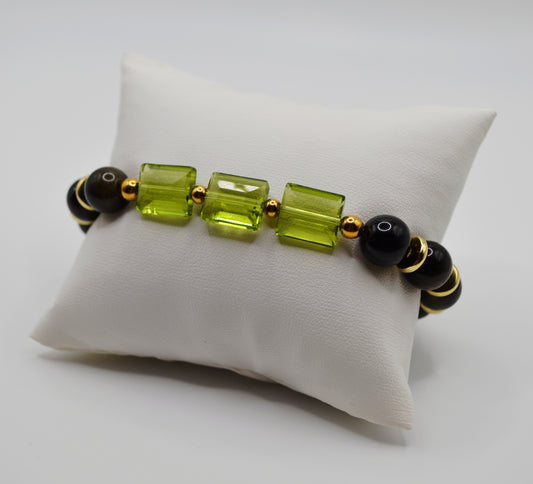 Rectangle faceted glass beaded bracelets