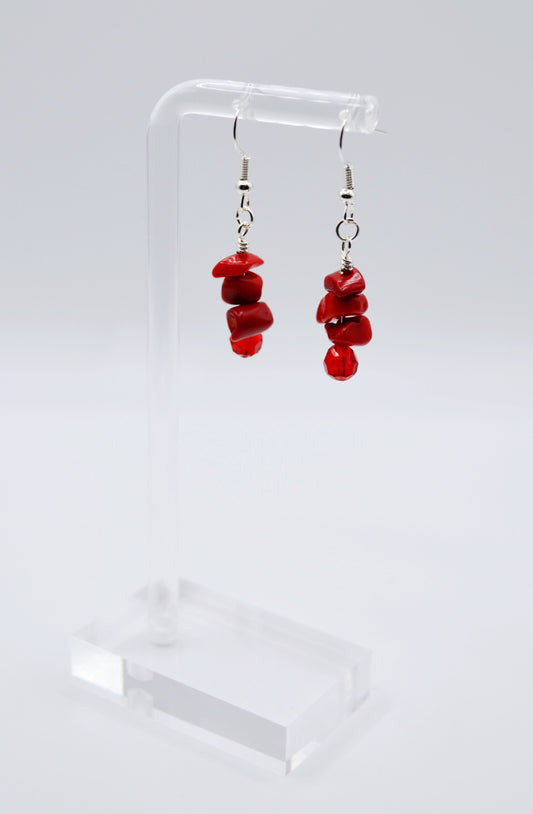 Red agate natural stone earrings