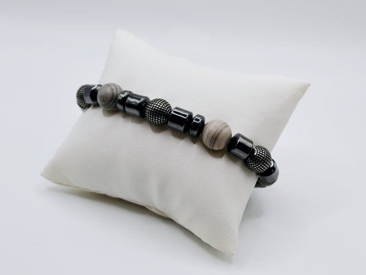 Gray jasper men's bracelet