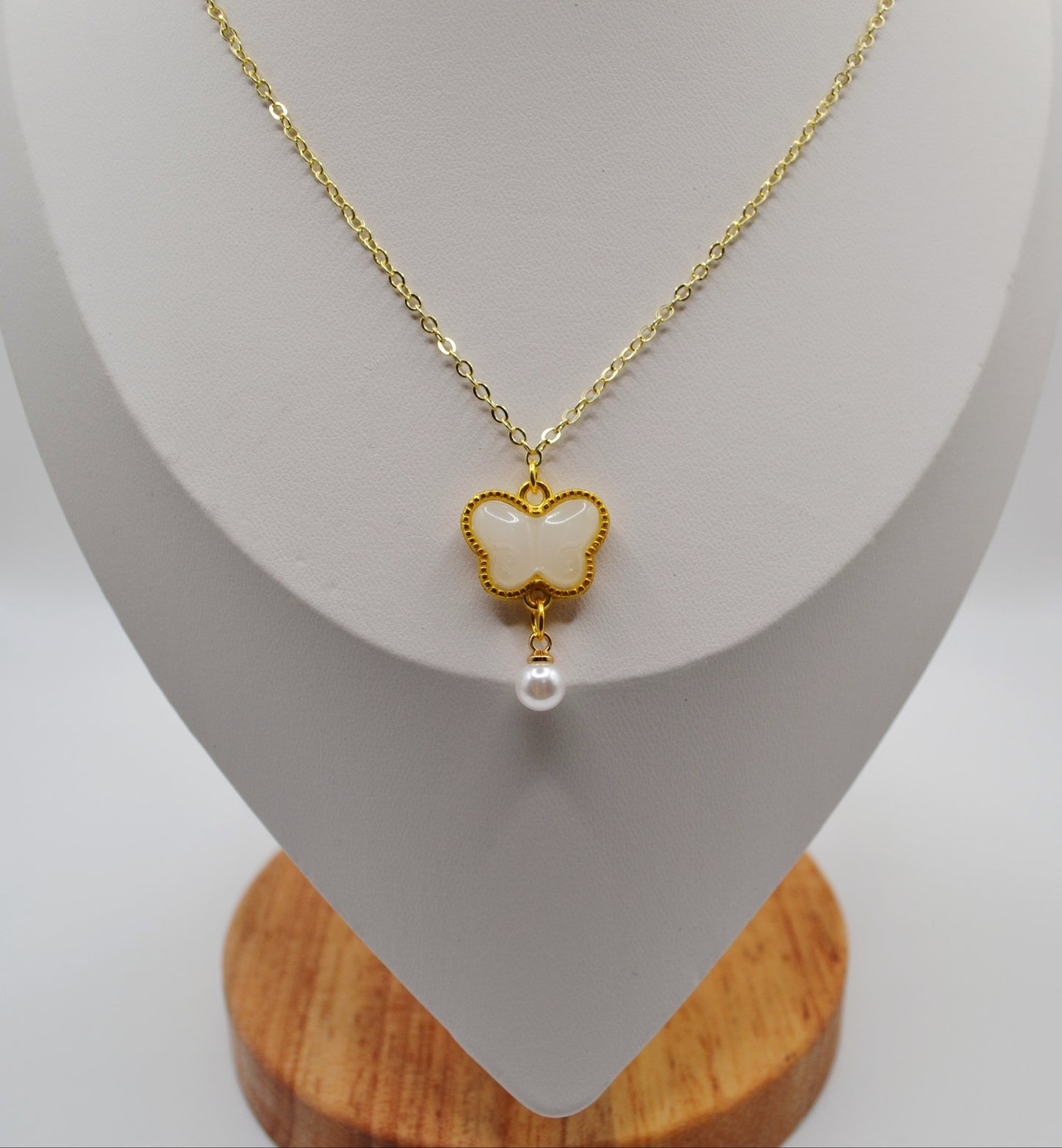 White butterfly pendant necklace